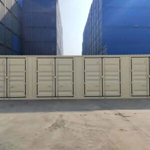 Neuwertiger 40-Fuß-Seecontainer, Beige mit Seitenöffnung