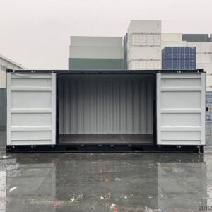 20-Fuß-Seecontainer Open Side, Beige – neuwertig