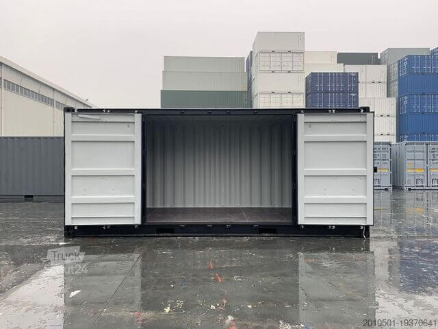 20-Fuß-Seecontainer Open Side, Beige – neuwertig