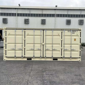 Neuwertiger 20-Fuß-Seecontainer, Beige mit Seitenöffnung