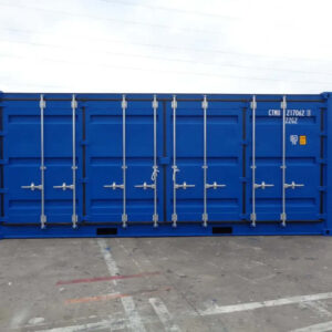 Neuwertiger 20-Fuß-Seecontainer, Blau mit Seitenöffnung