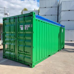 20-Fuß-Seecontainer grün mit Open-Side-Öffnung