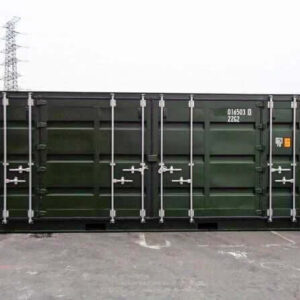 20-Fuß-Container in Flaschengrün mit offener Seite