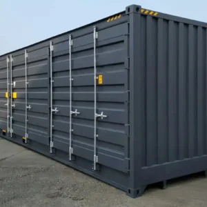 40-Fuß-Seecontainer Open Side, Grau – neuwertig