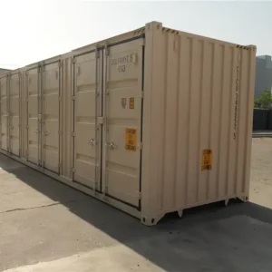 40-Fuß-Seecontainer Open Side, Beige – neuwertig