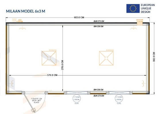 Bürocontainer „Mailand“, 6 × 3 m Moduleinheit – Bild 7
