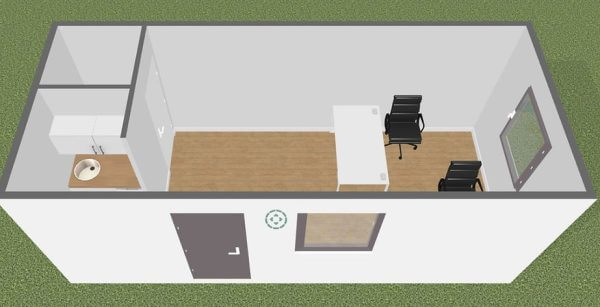 21 m² Bürocontainer mit Toilette und Kochnische – Bild 6