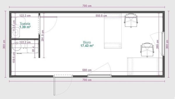 21 m² Bürocontainer mit Toilette und Kochnische – Bild 3