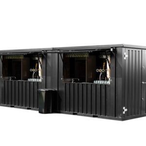 XL-Außenbar 6 × 2 m in Schwarz mit zwei Markisen