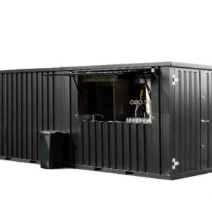 Mobile XL-Außenbar 8 × 2 m in Schwarz, klappbares Dach