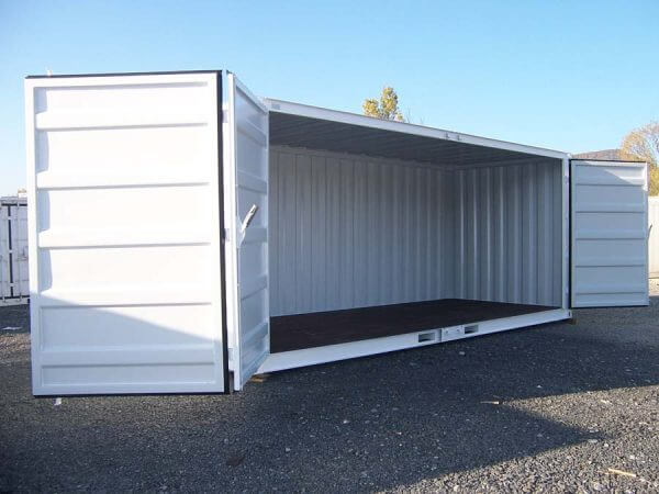 20-Fuß-Lagercontainer, offene Seite in Weiß – Bild 2